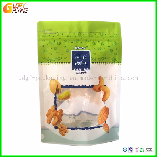 Saco de embalagem de plástico reciclável compostável personalizado com zíper e papel Kraft biodegradável de fundo plano para café, chá e alimentos
